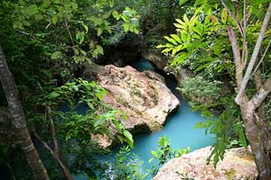 Among the many water features is this secluded hot pool.